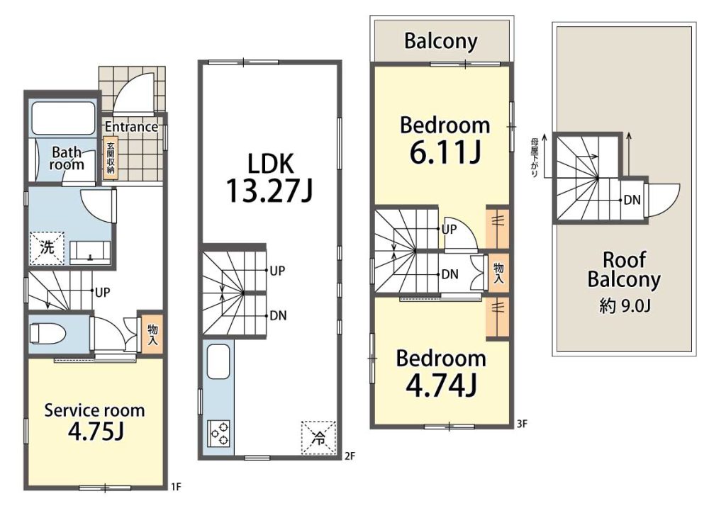 画像:■間取り図■ファミリーにもちょうど良い3階建て3LDK