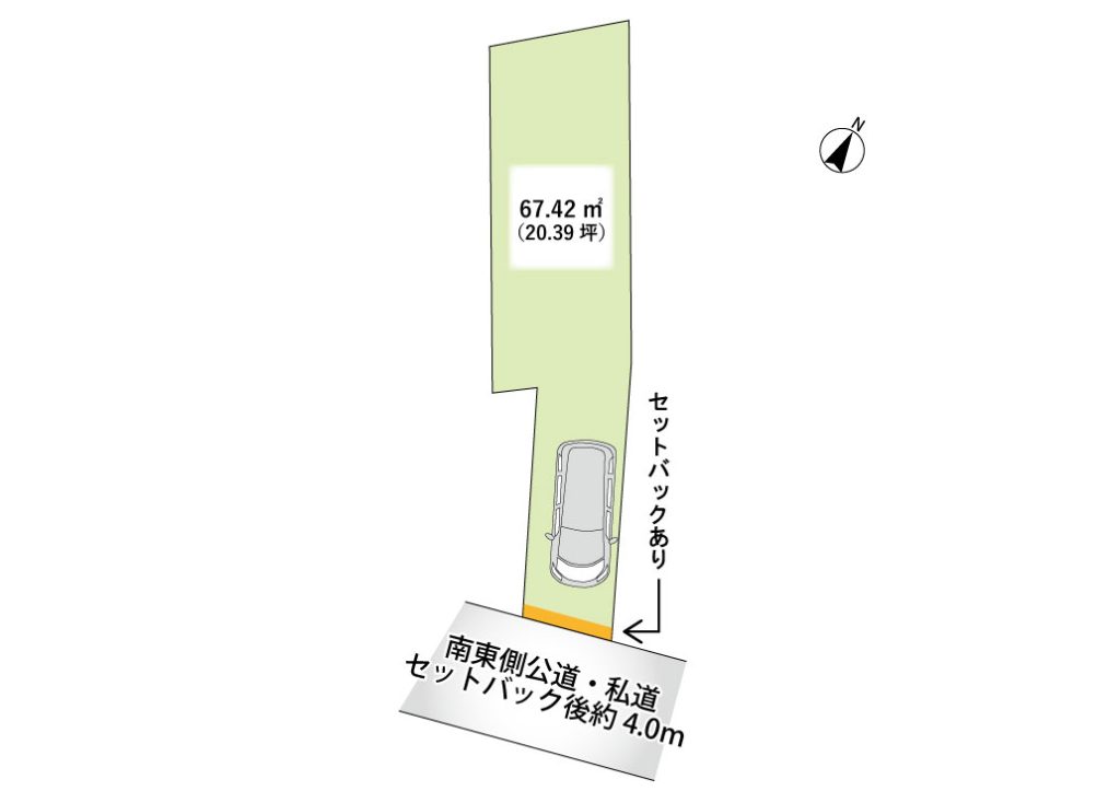 画像:【区画図】南東側が開けており、陽当たり・風通しともに◎