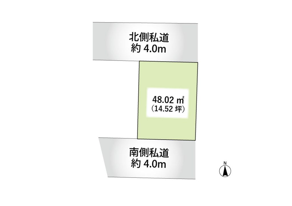 画像:【区画図】南×北の両面道路のため、陽当たり・風通しともに◎